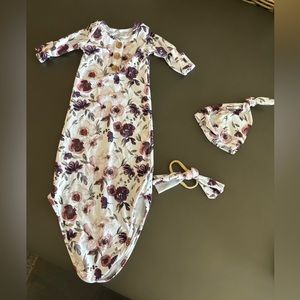 Caden Lane Newborn Baby Knot Gown, Hat, and Headband